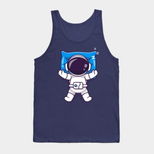 Cute Astronaut Sleeping On Pillow Cartoon Tank Top